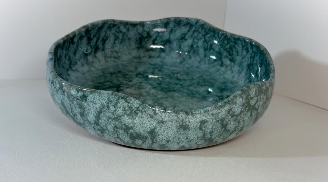 Wavy Large Bowl (speckled teal)