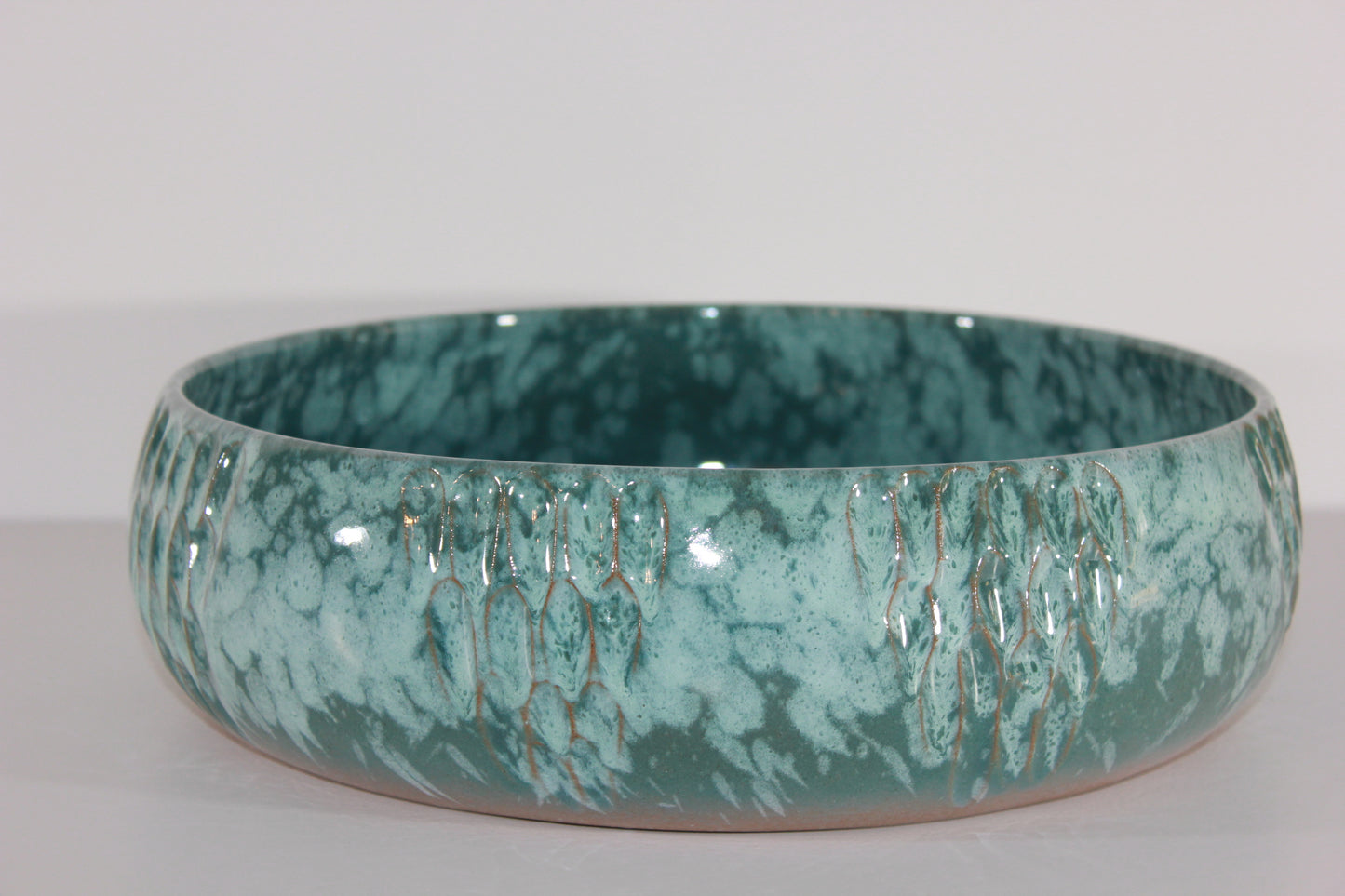 Finger print Large Bowl (speckled teal)