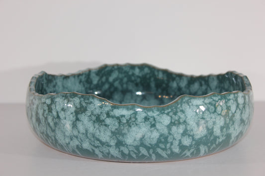 Asymmetrical large bowl ( speckled teal)