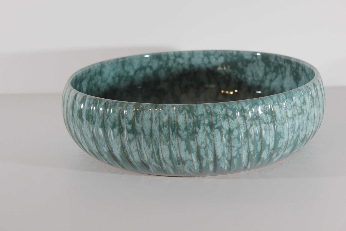 Stripped large bowl (speckled Teal)