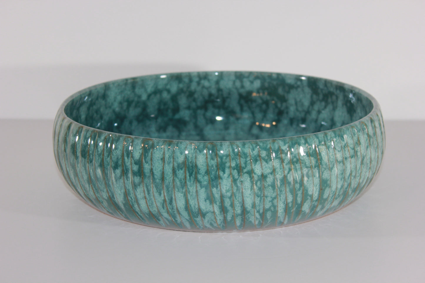 Stripped large bowl (speckled Teal)