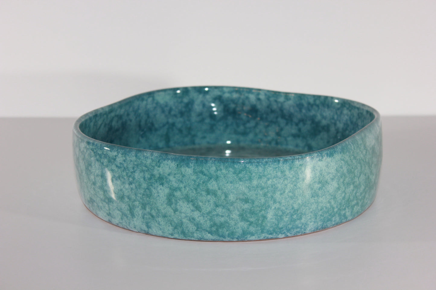 Square Wavy Bowl (speckled teal)